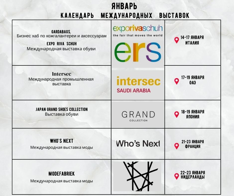 🔔 Календарь международных выставок кожи,